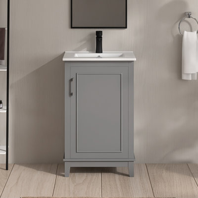 Meuble-lavabo simple 20 po avec comptoir en céramique