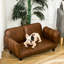 Lit pliant moyen et grand pour animaux de compagnie, cuir d'unité centrale, brun, avec un lit pour chien relaxant et confortable