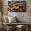 Toile, une collection vibrante de pierres de rivière lisses polies dans différentes couleurs et textures d'art mural, y compris des rouges profonds et des oranges chaudes, art mural sur toile-33256348