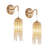 Set of 2 Gold Iron Wall Sconces with Cascading Crystal Bead Strings, Decorative Metal Light Fixtures