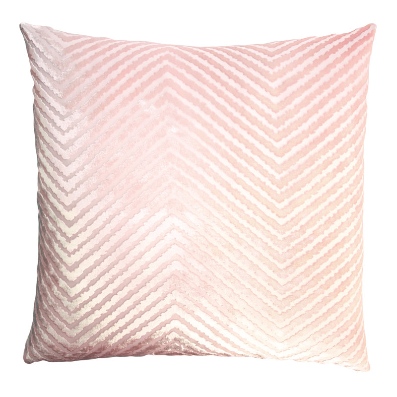 Chevron Velvet Pillow Cover & Insert, 22"H x 22"W, Blush