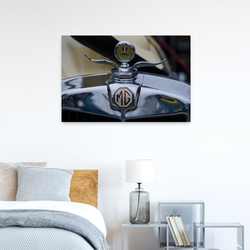Close-up of the logo of MG's car Culver City Los Angeles County California USA 1 Piece Wrapped Canvas Wall Art