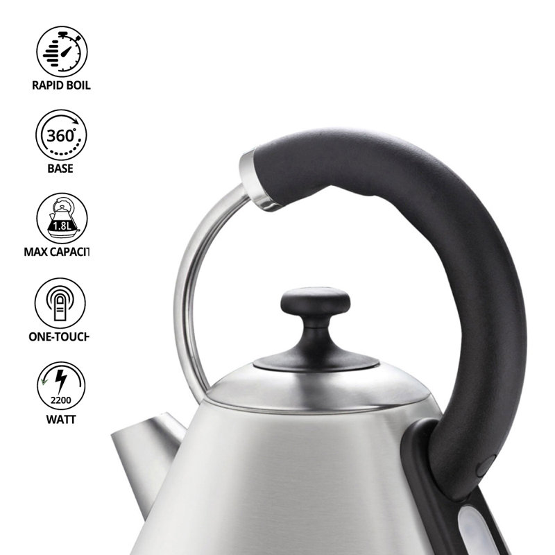 SQ Professional Gems 1.8L Stainless Steel Electric Tea Kettle, Quartz (Silver)