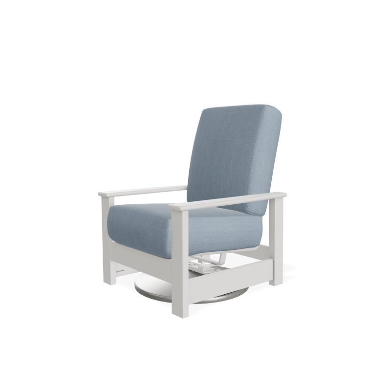 Leeward Marine Grade Polymer Deep Seating Cushion Swivel Hidden Rocker, Snow, Canvas Haze