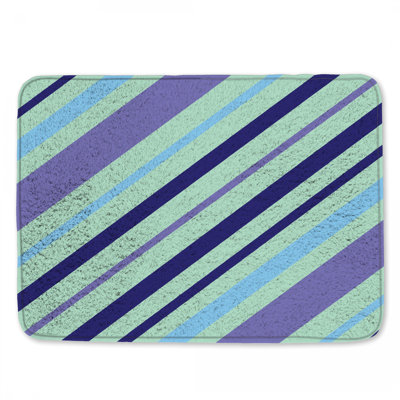 Tapis de bain à rayures bleues et mauves