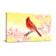 Animaux, cardinal rouge sur une branche de cerisier en fleurs-781776692