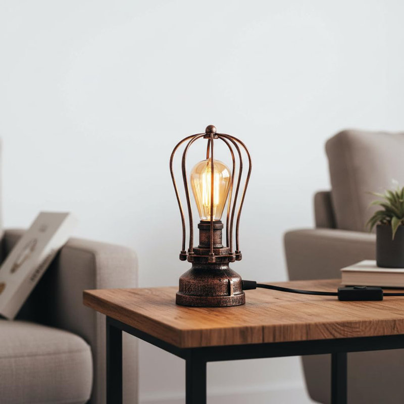 Metal Desk Lamp, Rustic Red