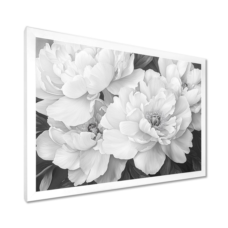 Metzler - Floral Oversized Canvas Prints, Single Picture Framed Print, 16" H x 32" W, White