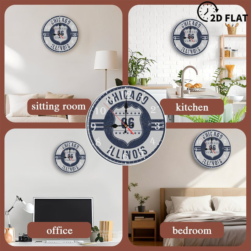 Horloge murale en bois 10 po, mouvement silencieux, à piles (piles AA non incluses), décor artistique, parfait pour les décorations