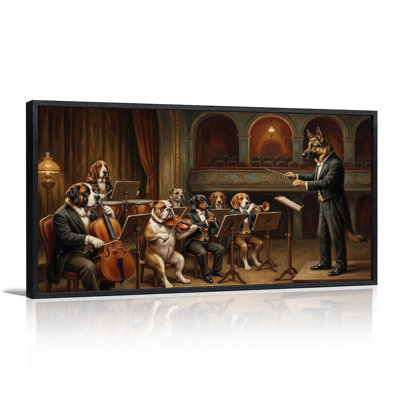 Dog Orchestra Conducted by German Shepherd Canvas Wall Art