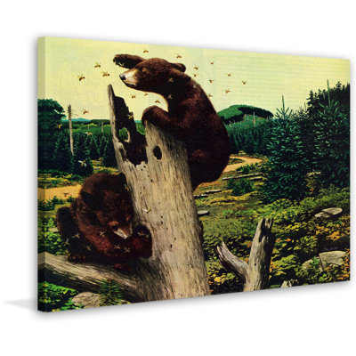 Honey Bears 1 Piece Wrapped Canvas Painting
