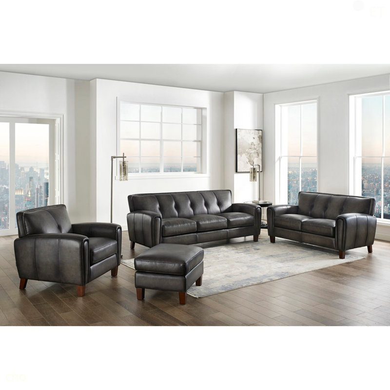Weldon Leather Ottoman
