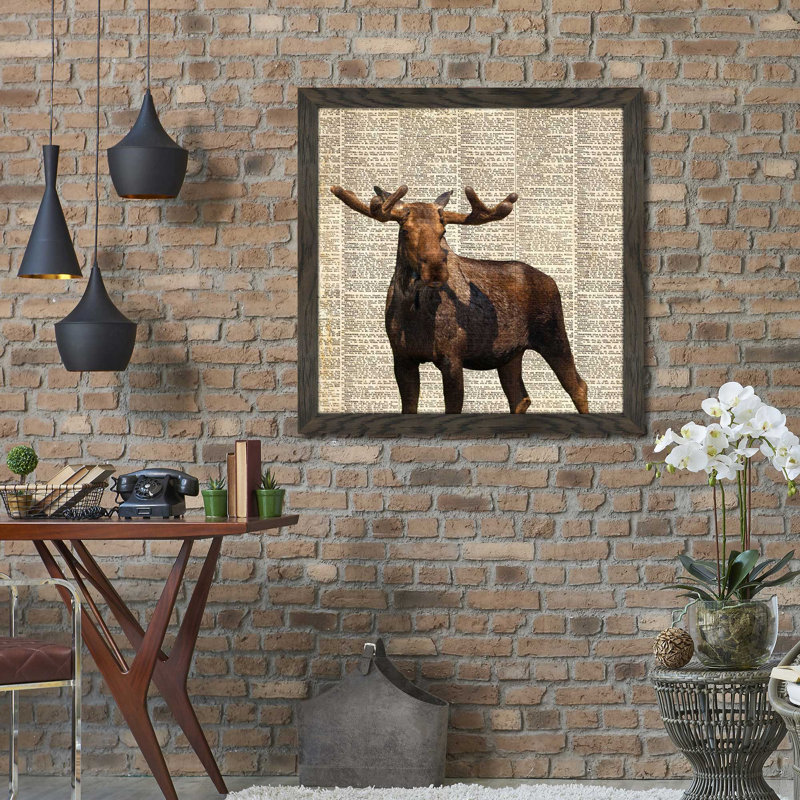 «Country Moose I», impression, H 25,5 po x l 25,5 po x P 1 po, Cadre chocolat patiné