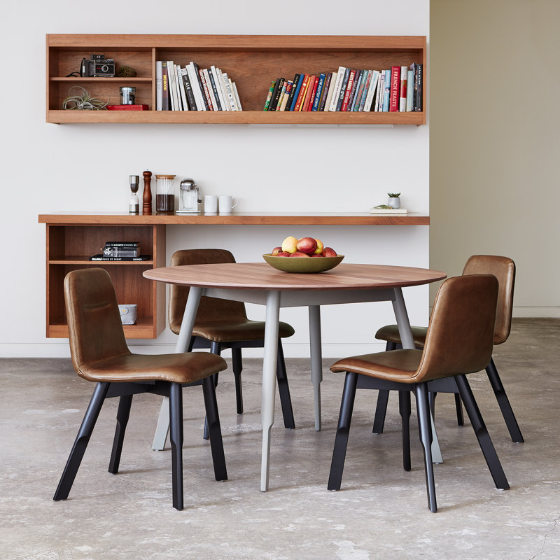 Bracket Dining Chair, Saddle Black Genuine Leather