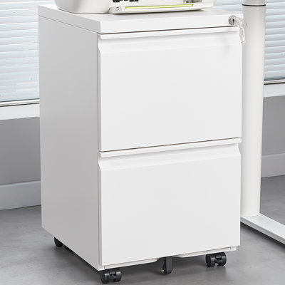 Classeur mobile en métal 2 tiroirs verrouillable, armoire de rangement sous le bureau avec roulettes, classeur résistant à la rouille pour formats légal / lettre / A4, nécessite un assemblage - pour la maison et le bureau