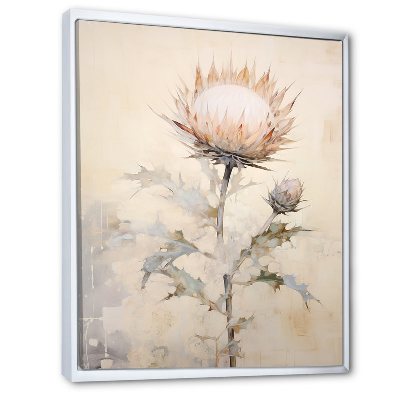 Impressions d'art murales sur chardon beige, H 20 po x l 12 po, Cadre flottant blanc