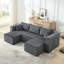 Gris compact modulaire, velours côtelé compressé, 3 places, style minimaliste, sans assemblage, espace optimisé pour les petits appartements avec espaces de vie modernes