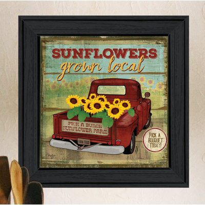 «Sunflowers from the Farm», art mural encadré pour le salon par Mollie B
