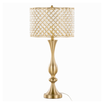 Topaz 27" Contemporary Metal Table Lamp With Clear K9 Crystal And Metal Shade From Grandview Gallery