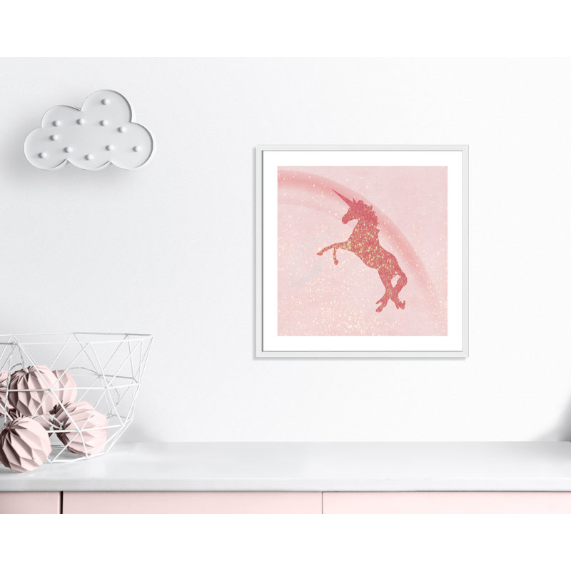Paillettes licorne 2, H 27,5 po x l 27,5 po x P 1,19 po, Encadré de boîte blanc