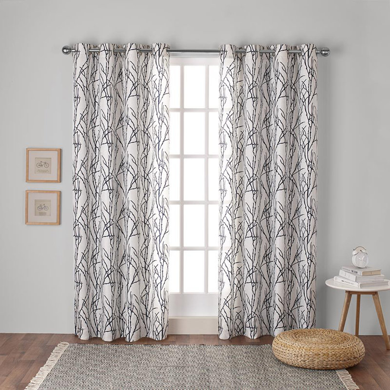 Paire de rideaux semi-transparents avec œillets Bellicent, L 54 po x L 96 po, Indigo
