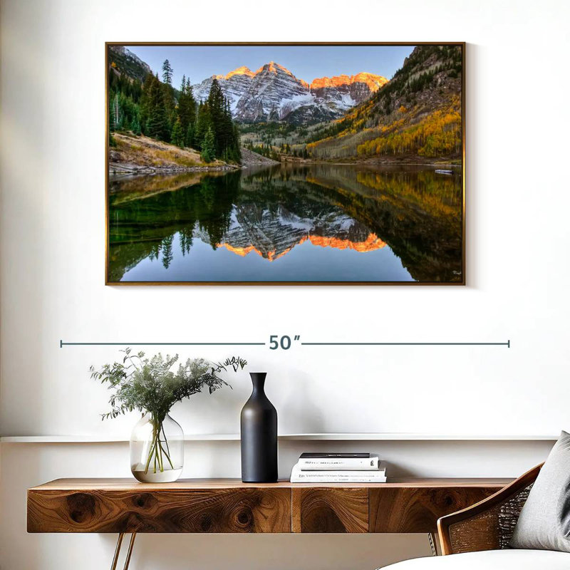 Maroon Bells Autumn Glow, Cadre flottant doré, 40 po x 27 po