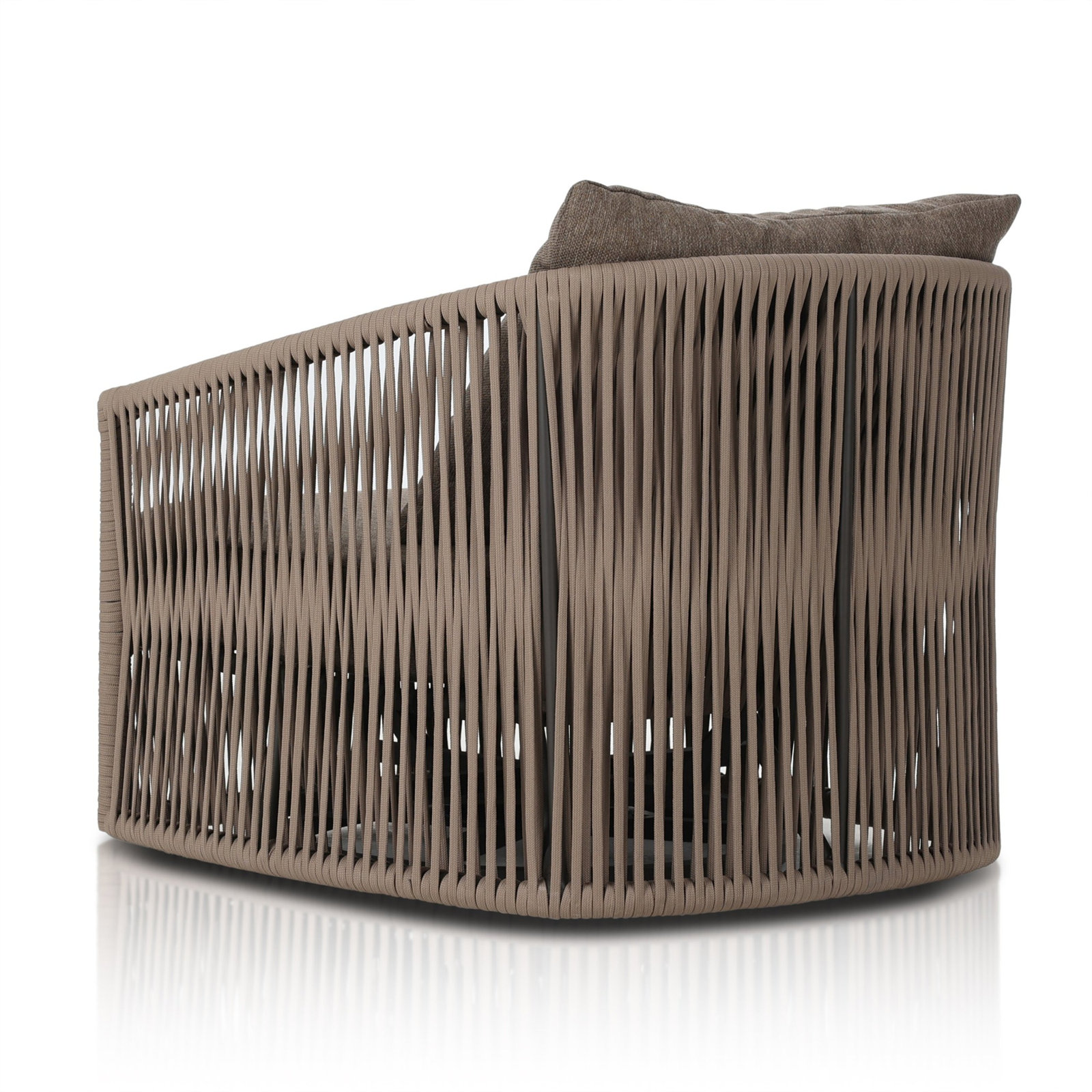 Nashira Swivel Outdoor Lounge Chair, Ellor Brown, Khaki Rope