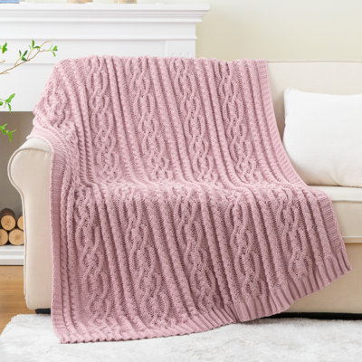  Jeté tricoté en chenille de luxe, 51 x 67 pouces, jeté tricoté pour chaise, jeté texturé décoratif super doux et chaud pour le lit, le canapé et le salon