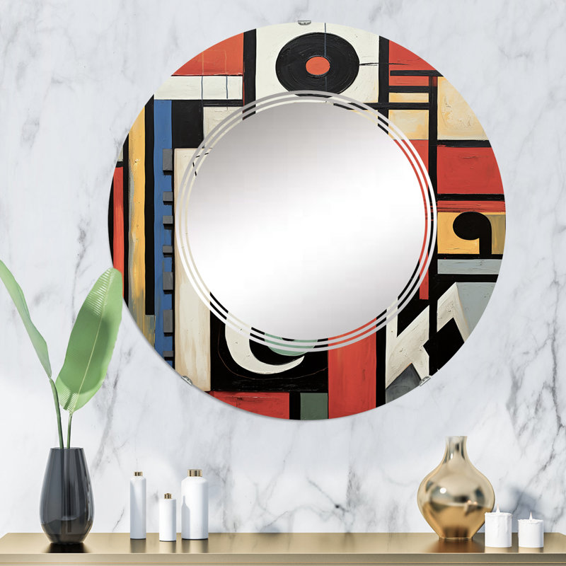 Feronia - Miroir mural moderne rond, 32 po x 32 po