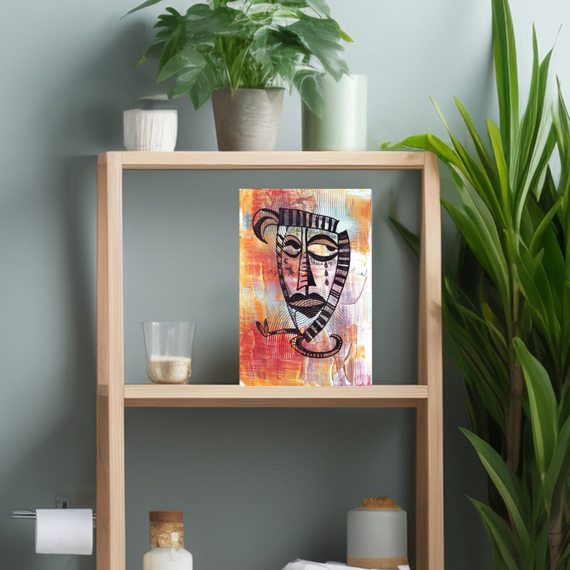 Abstrait visage expressif avec lignes abstraites et audacieuses, art mural contemporain, H 18 po x l 12 po