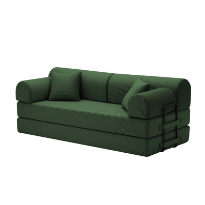 Corduroy Folding Mattress Couch with Fixed-Shape Frame, Floor Sofa Lounge Couch
