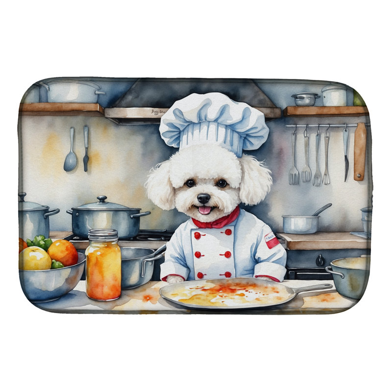 Bichon Frise The Chef Dish Drying Mat