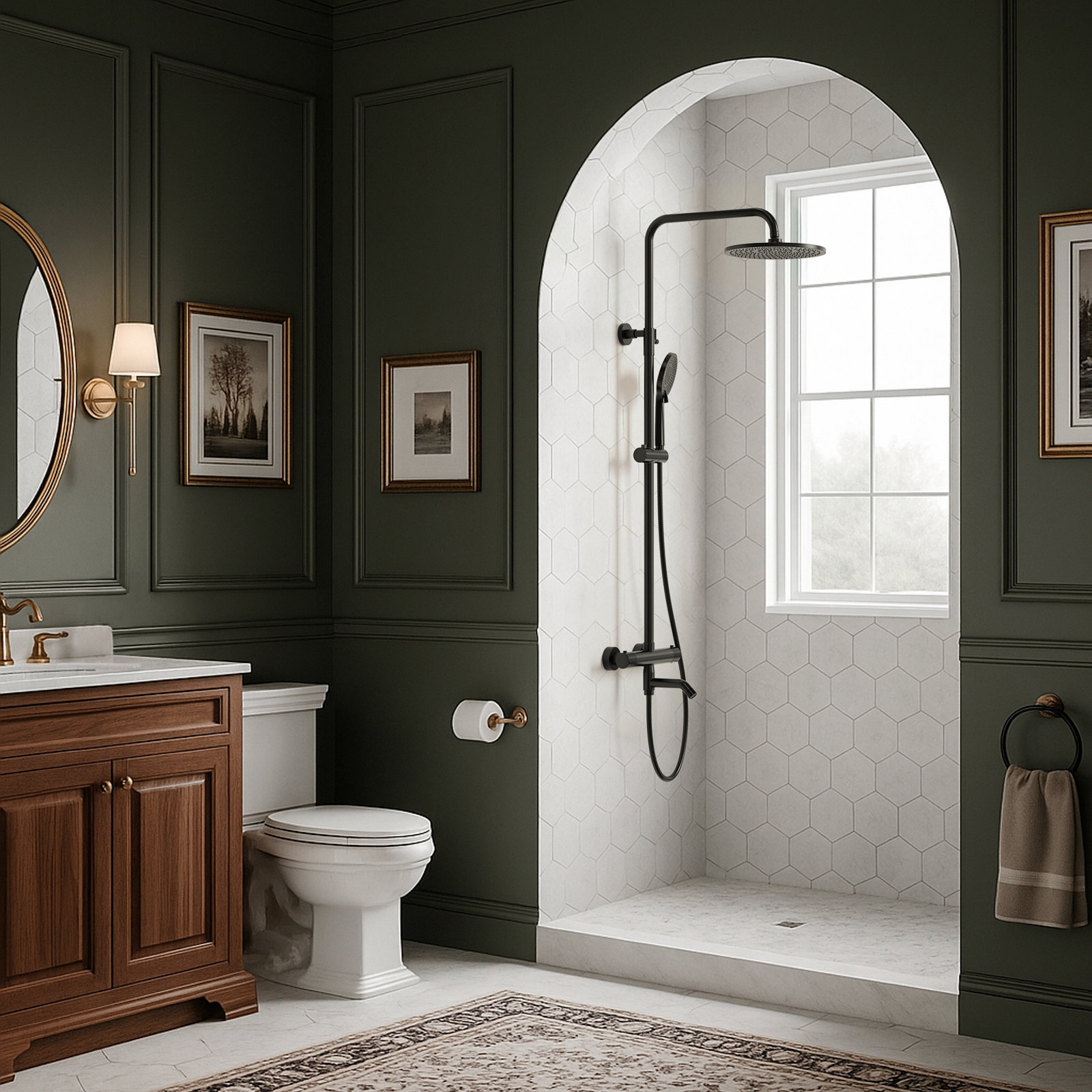 10" Thermostatic Slide Bar Shower System, Matte Black