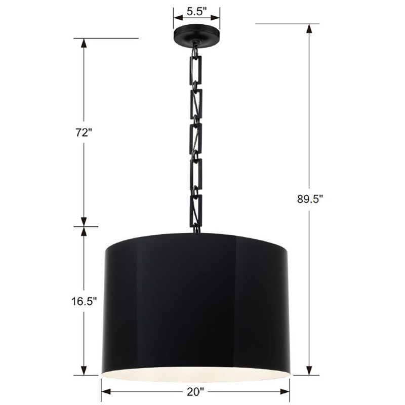 Alston 6 Light Drum Pendant, Matte Black