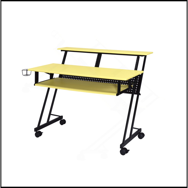 Bureau de studio d'enregistrement de musique à finition noire, Jaune