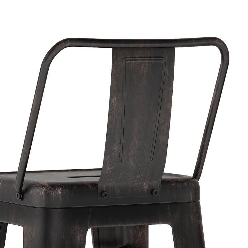 Rayne Distressed Black Metal Counter Height Stool Set
