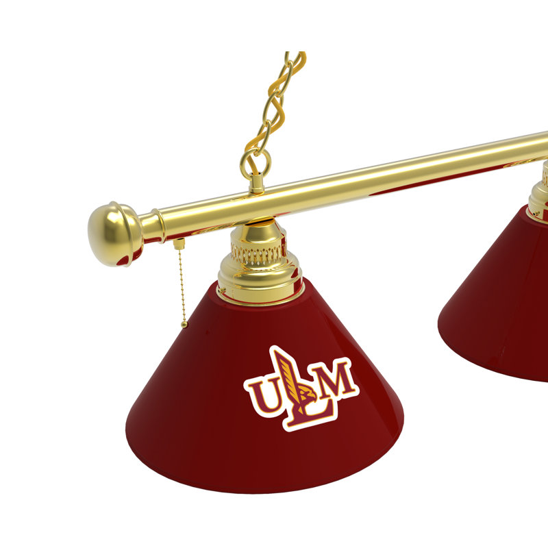 3 - Light Pool Table Lights Pendant, Brass, Louisiana-Monroe Warhawks
