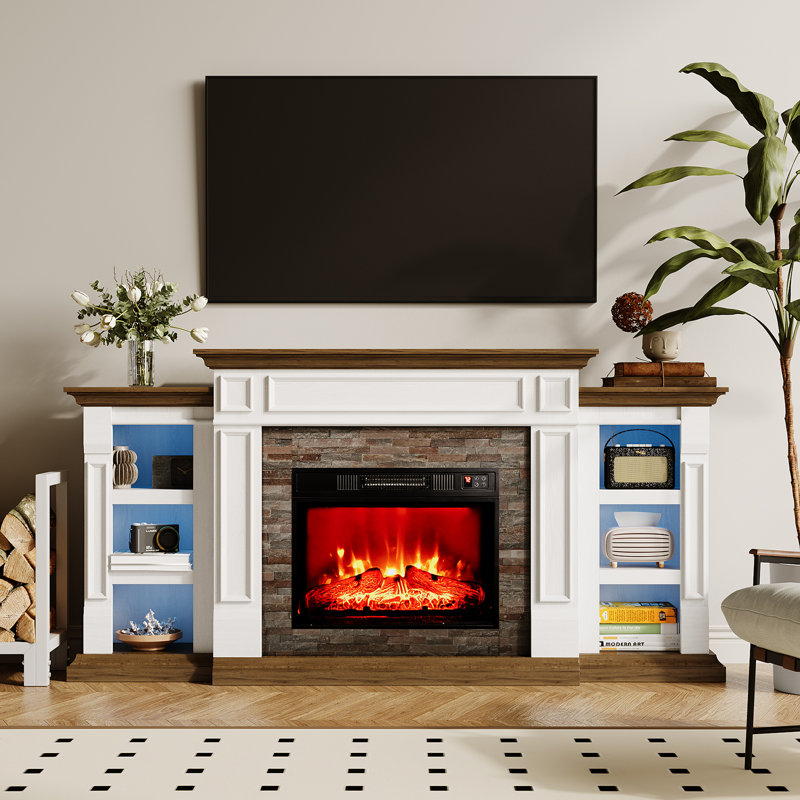 Raegyn 72'' TV Stand For Tvs Up To 80'' With Electric Fireplace And Adjustable Shelves
