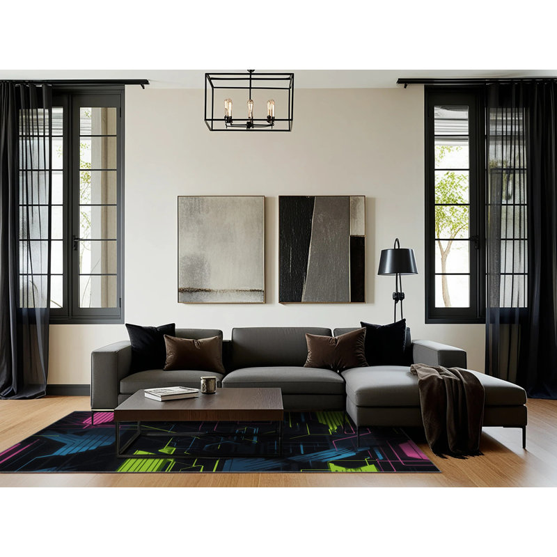 Glitch Pulse Rug, Rectangle 4' x 6'