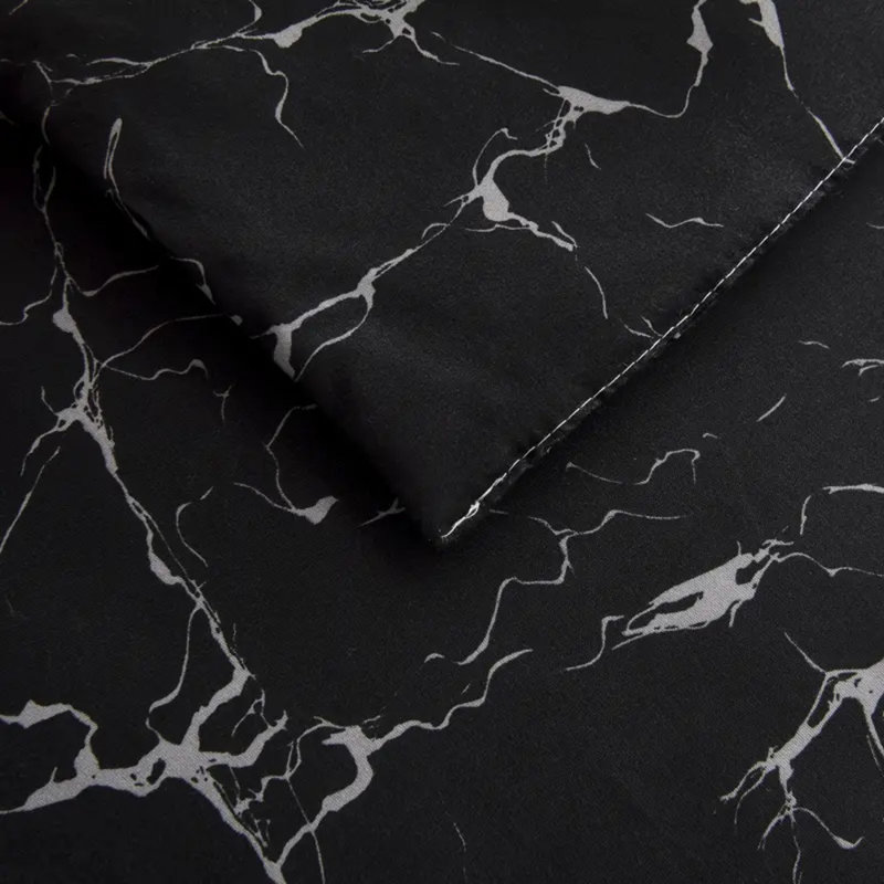 Ensemble de literie scintillant en marbre noir, Housse de couette simple + 1 taie d'oreiller