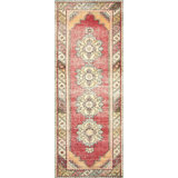 One-of-a-Kind Hand-Knotted 1960s 3'3" x 9'7" Runner Wool Area Rug in Red/Brown/Beige