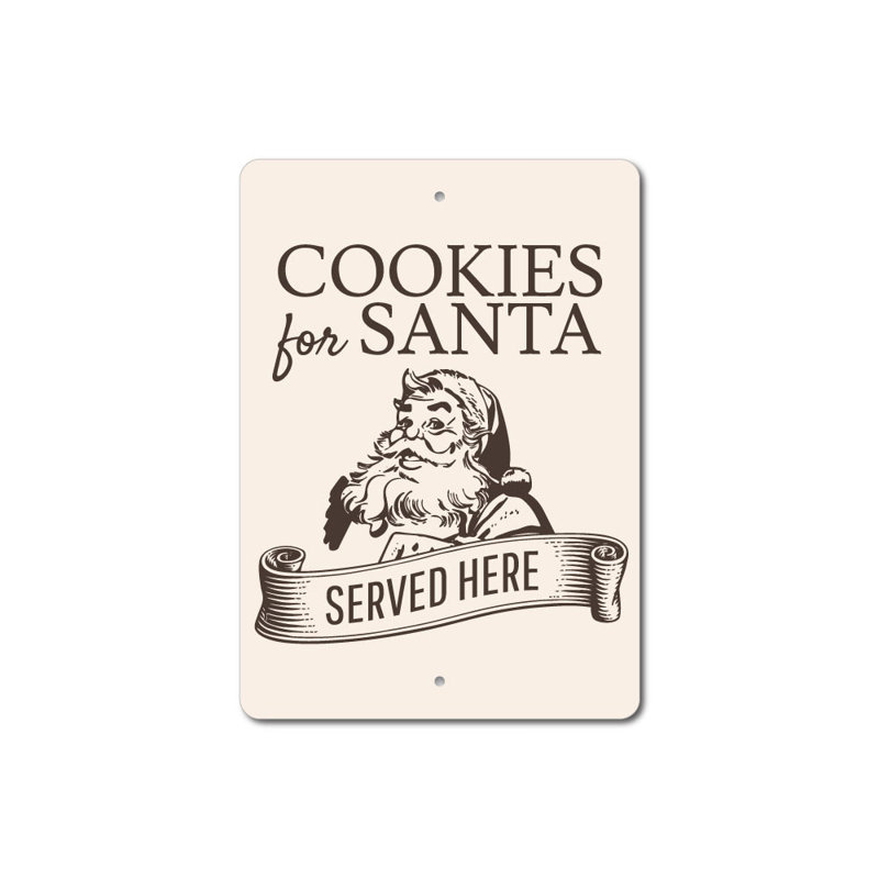 Plaque en aluminium Cookies For Santa Served Here, H 18 po x l 12 po x P 0,06 po