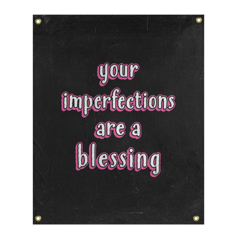 Tapisserie de tableau noir de polyester imparfaites quote, H 36 po x l 26 po, Rose