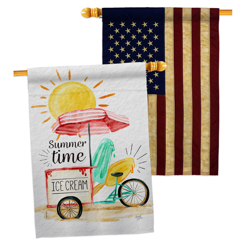 Drapeau de maison en polyester à deux côtés H 40 po x l 28 po Summer Time