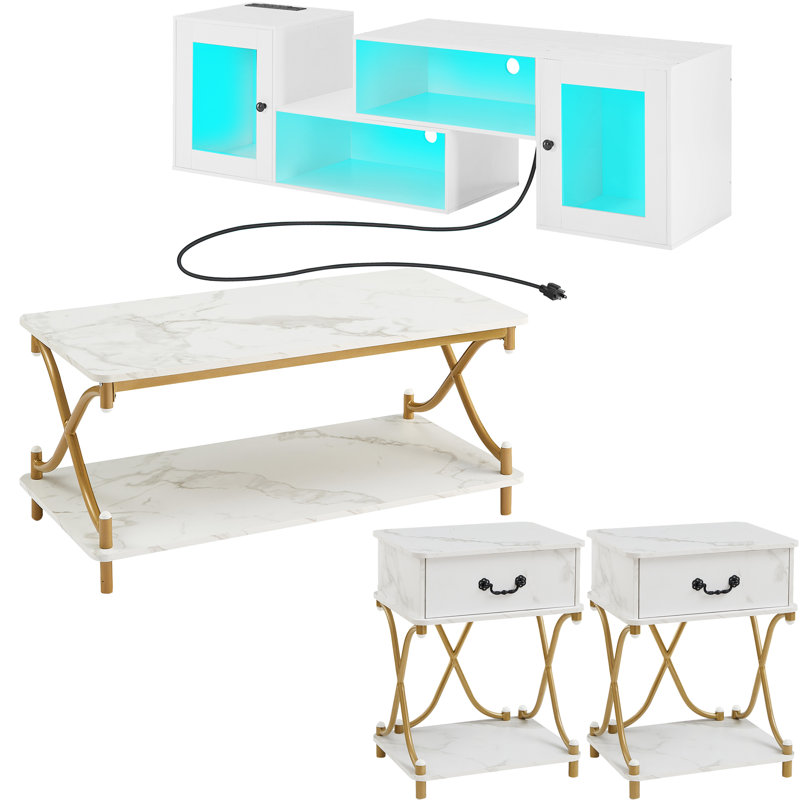 Ensemble de table de salon 4 pièces, Blanc