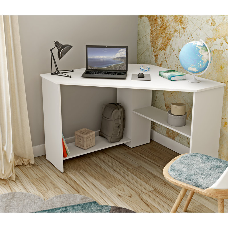 Jazzmaine Corner Writing Desk, White