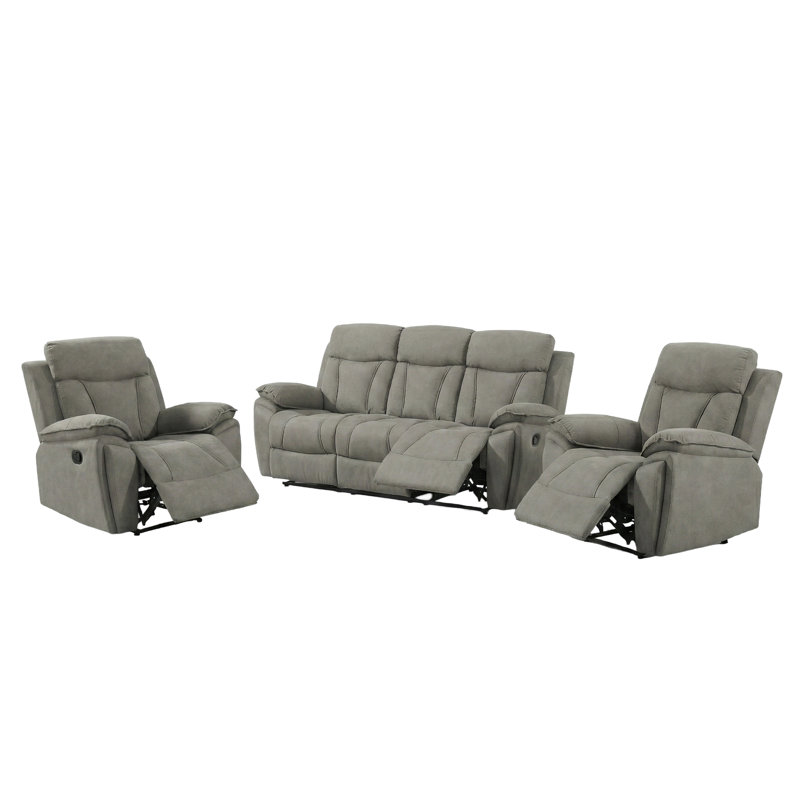 Tairi 3 Piece Reclining Sofa Set, Sand