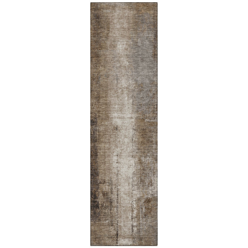 Machine Washable Indoor/Outdoor Xhevrie Brown Rug, Runner 2'3" x 7'6"