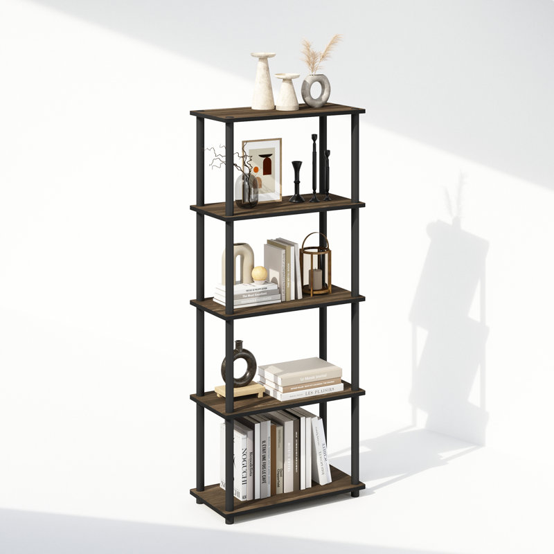 Creekside Plastic Etagere Bookcase, Columbia Walnut, (5 Shelves) 57.4" H x 23.6" W x 11.6" D