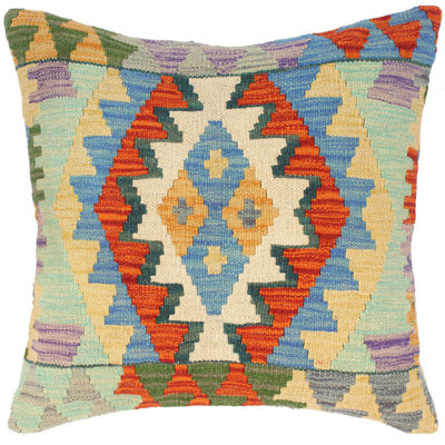 Shabby Elegance Hand-Woven Square Wool Pillow Cover & Insert